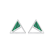 Load image into Gallery viewer, 925 Sterling Silver Fashion Simple Triangle Malachite Stud Earrings