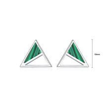 Load image into Gallery viewer, 925 Sterling Silver Fashion Simple Triangle Malachite Stud Earrings