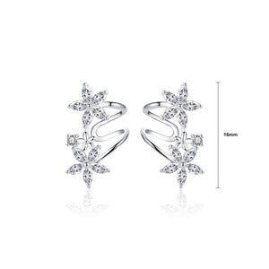925 Sterling Silver Fashion and Elegant Flower Cubic Zirconia Stud Earrings