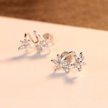 Load image into Gallery viewer, 925 Sterling Silver Fashion and Elegant Flower Cubic Zirconia Stud Earrings