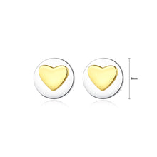 Load image into Gallery viewer, 925 Sterling Silver Simple Romantic Two-color Heart-shaped Round Stud Earrings