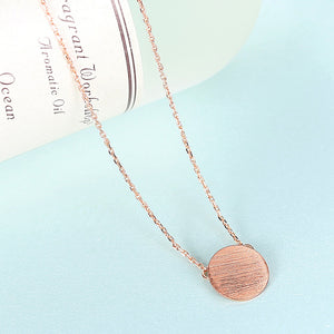 925 Sterling Silver Plated Rose Gold Fashion Simple Geometric Round Pendant with Necklace