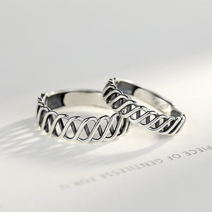 925 Sterling Silver Simple Fashion Hollow Texture Adjustable Ring