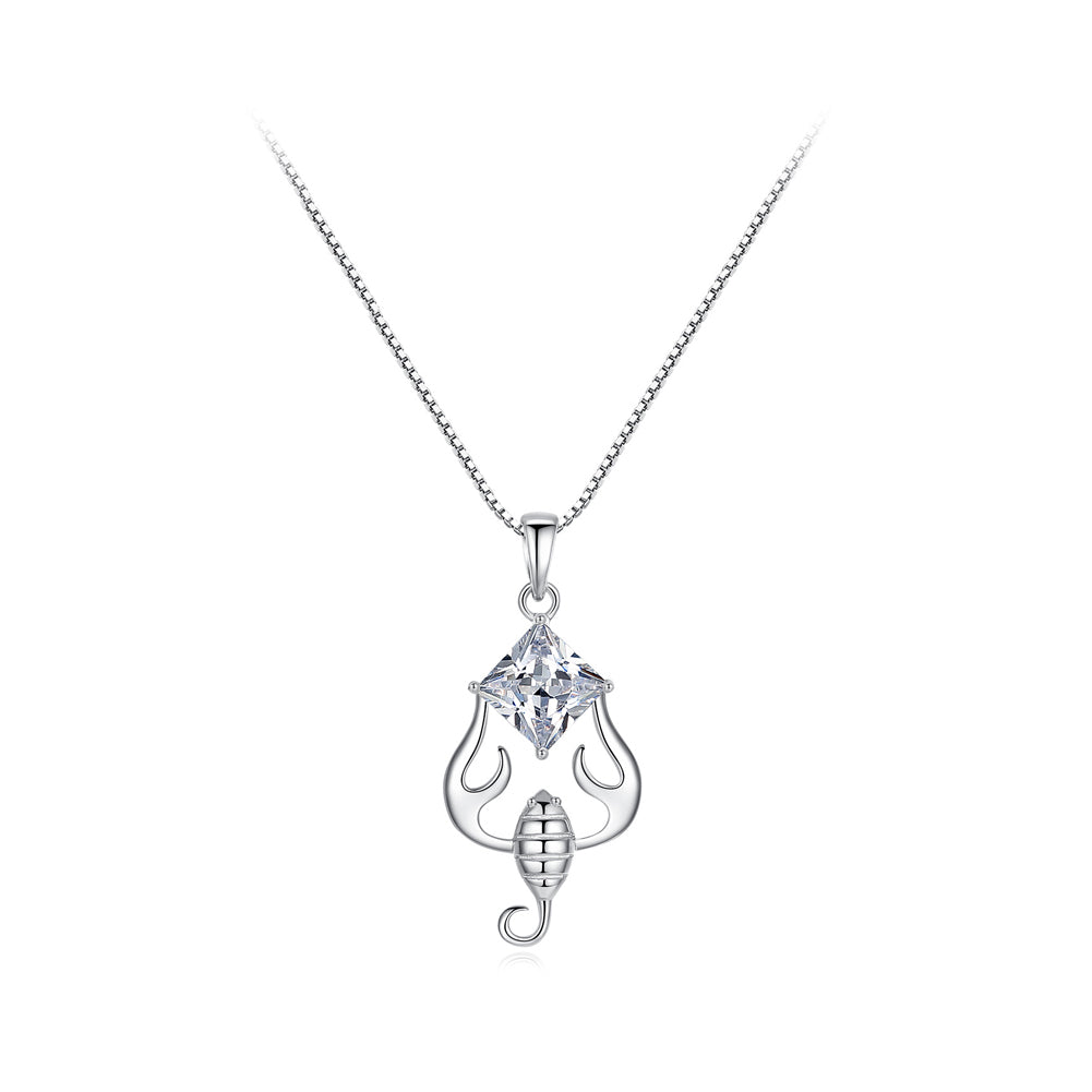 925 Sterling Silver Fashion and Simple Twelve Constellation Scorpio Pendant with Cubic Zirconia and Necklace