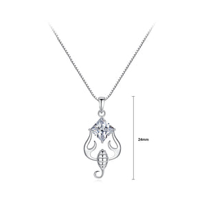 925 Sterling Silver Fashion and Simple Twelve Constellation Scorpio Pendant with Cubic Zirconia and Necklace