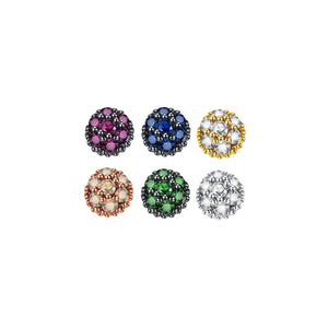 925 Sterling Silver Simple and Exquisite Mix and Match Color Geometric Round Stud Earrings with Cubic Zirconia