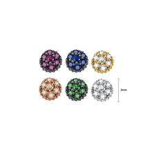 Load image into Gallery viewer, 925 Sterling Silver Simple and Exquisite Mix and Match Color Geometric Round Stud Earrings with Cubic Zirconia