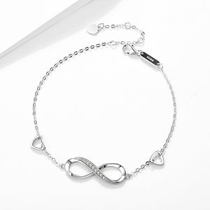 925 Sterling Silver Fashion Simple Infinity Symbol Bracelet with Cubic Zirconia