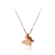 Load image into Gallery viewer, Fashion and Elegant Plated Rose Gold Butterfly Titanium Steel Pendant with Necklace