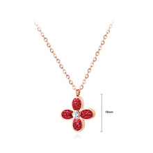 Load image into Gallery viewer, Elegant and Simple Plated Rose Gold Four-leafed Clover Titanium Steel Pendant with Cubic Zirconia and Necklace