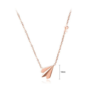 Simple Personality Plated Rose Gold Aircraft Titanium Steel Pendant with Necklace