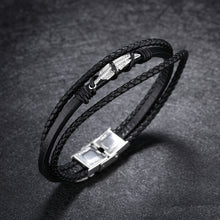 Load image into Gallery viewer, Simple Creative Feather Titanium Steel Multi-layer Leather Bracelet
