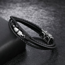 Load image into Gallery viewer, Simple Creative Feather Titanium Steel Multi-layer Leather Bracelet