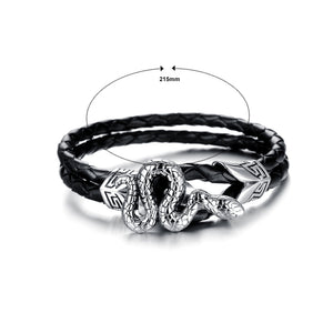 Fashion Personality Snake Titanium Steel Multi-layer Black Leather Bracelet