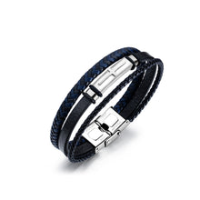 Load image into Gallery viewer, Fashion Classic Titanium Steel Cross Geometry Multilayer Leather Bracelet