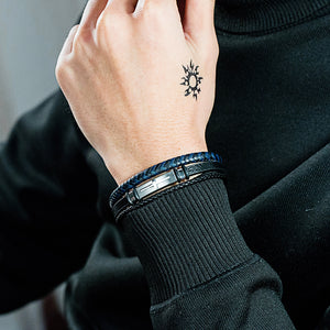 Fashion Classic Titanium Steel Cross Geometry Multilayer Leather Bracelet