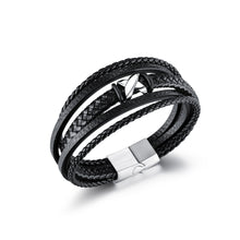 Load image into Gallery viewer, Fashion Personalized X-shaped Titanium Steel Multi Layer Leather Short Bracelet