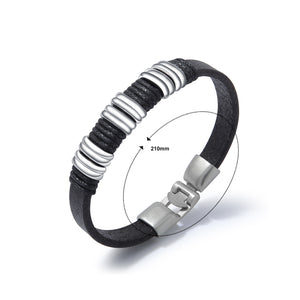 Simple Fashion Silver Geometric Leather Bracelet
