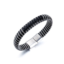 Load image into Gallery viewer, Fashion Simple Black and White Braided Leather Bracelet