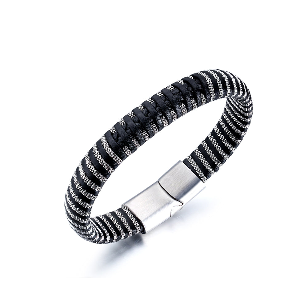 Fashion Simple Black and White Braided Leather Bracelet