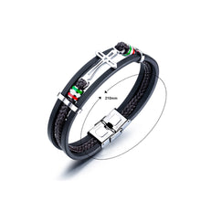 Load image into Gallery viewer, Simple Classic Cross Titanium Steel Multilayer Leather Bracelet