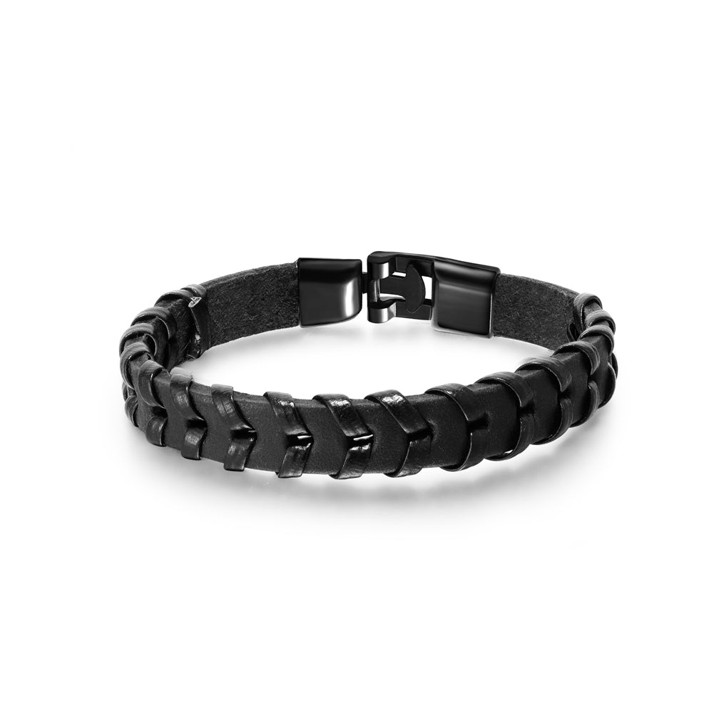Simple Personality Black Woven Leather Bracelet