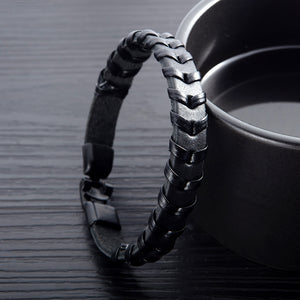 Simple Personality Black Woven Leather Bracelet