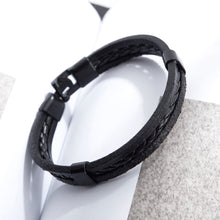 Load image into Gallery viewer, Simple Vintage Black Braided Leather Bracelet