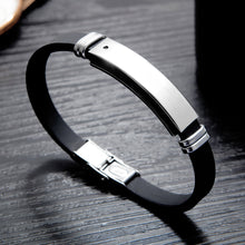 Load image into Gallery viewer, Simple Fashion Glossy Geometric Rectangular Titanium Steel Silicone Bracelet