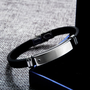 Simple Fashion Glossy Geometric Rectangular Titanium Steel Silicone Bracelet