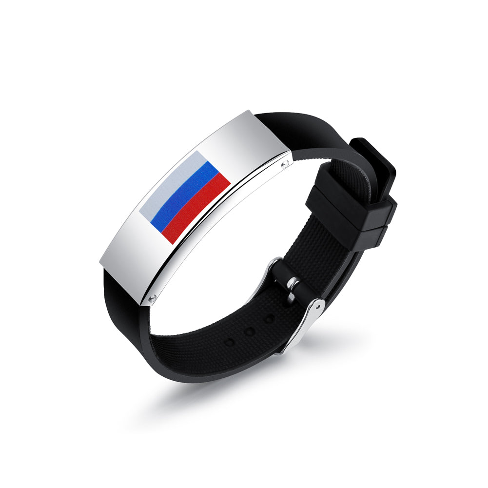 Fashion Simple Russian Flag Geometric Titanium Steel Silicone Bracelet