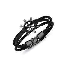 Load image into Gallery viewer, Fashion Personality Plated Black Rudder Multilayer Leather Bracelet