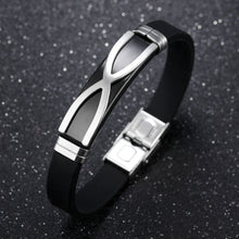 Load image into Gallery viewer, Fashion Creative Plated Black Cross Geometry Rectangular Titanium Steel Silicone Bracelet