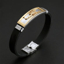 Load image into Gallery viewer, Fashion Personality Plated Gold Hollow Scorpion Geometric Titanium Steel Silicone Bracelet