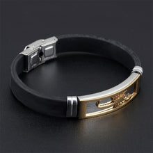 Load image into Gallery viewer, Fashion Personality Plated Gold Hollow Scorpion Geometric Titanium Steel Silicone Bracelet