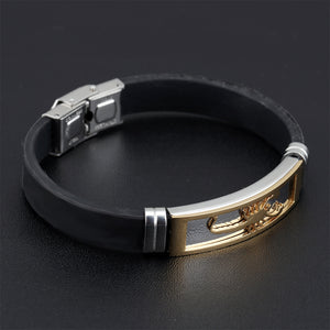Fashion Personality Plated Gold Hollow Scorpion Geometric Titanium Steel Silicone Bracelet