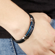 Load image into Gallery viewer, Fashion Simple Plated Blue Cross Geometry Titanium Steel Silicone Bracelet