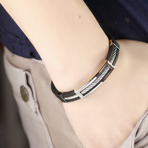 Simple Fashion Geometric Twist Titanium Steel Silicone Bracelet