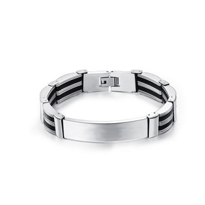 Fashion Personality Smooth Geometric Rectangular Titanium Steel Silicone Bracelet