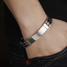 Load image into Gallery viewer, Fashion Personality Smooth Geometric Rectangular Titanium Steel Silicone Bracelet