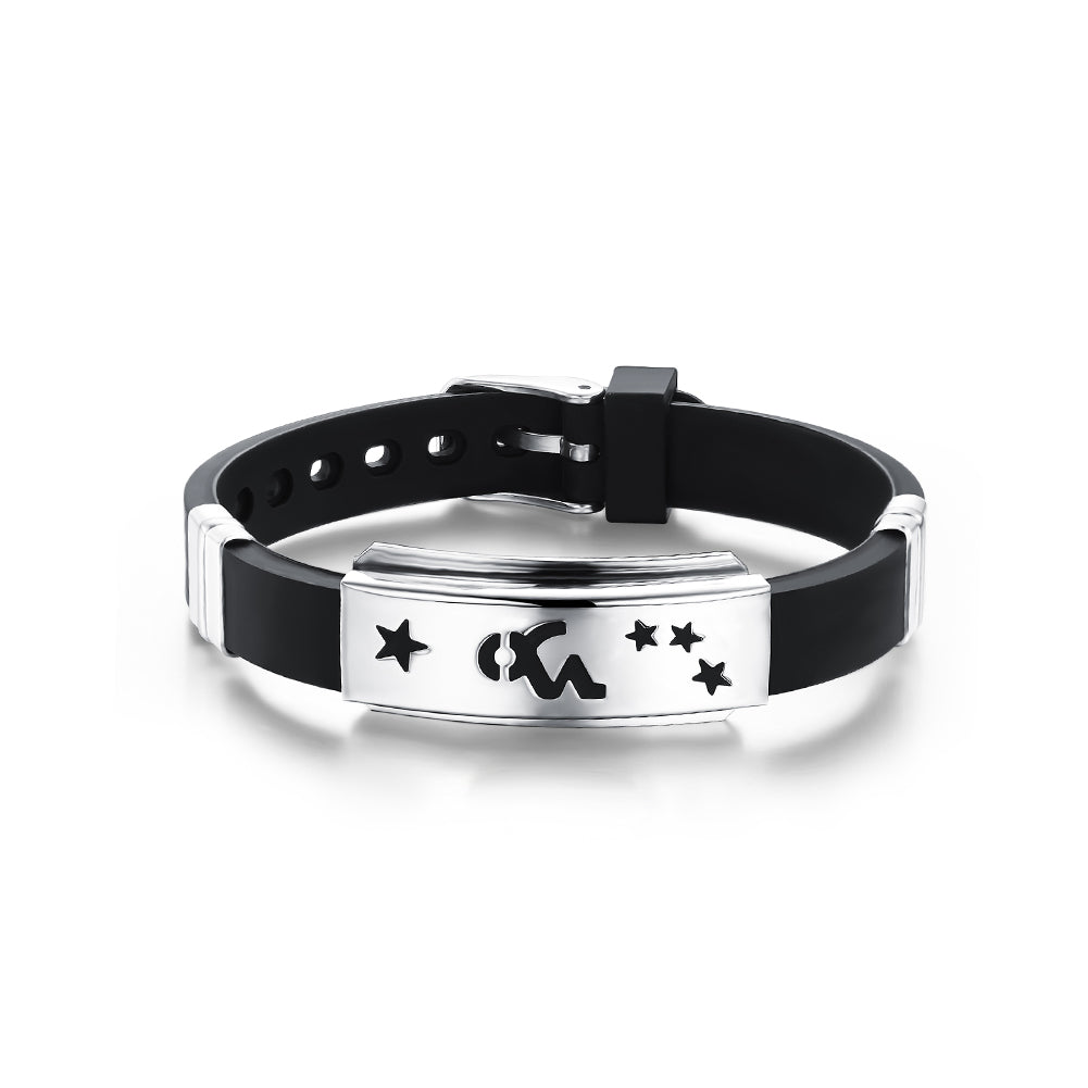 Simple Fashion Twelve Constellation Capricorn Geometric Titanium Steel Silicone Bracelet