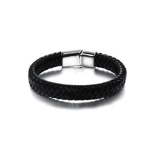 Load image into Gallery viewer, Simple Fashion Wide Version Woven Black Leather Bracelet