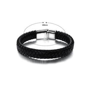 Simple Fashion Wide Version Woven Black Leather Bracelet