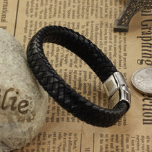 Load image into Gallery viewer, Simple Fashion Wide Version Woven Black Leather Bracelet