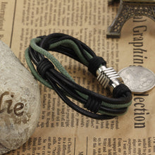 Load image into Gallery viewer, Simple Fashion Black and Green Braided Multi-layer Leather Bracelet