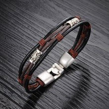 Load image into Gallery viewer, Vintage Simple Patterned Round Bead Multilayer Leather Bracelet