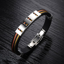 Load image into Gallery viewer, Fashion Personality Geometric Two-color Twist Titanium Steel Silicone Bracelet