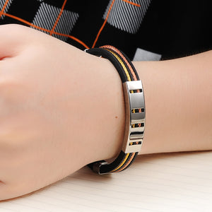 Fashion Personality Geometric Two-color Twist Titanium Steel Silicone Bracelet