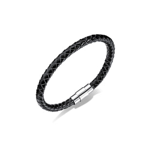 Simple Fashion Black Braided Leather Bracelet