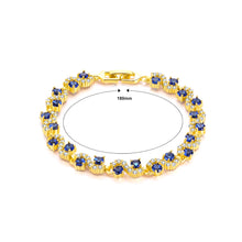 Load image into Gallery viewer, Fashion and Elegant Plated Gold Rippled Blue Cubic Zirconia Bracelet
